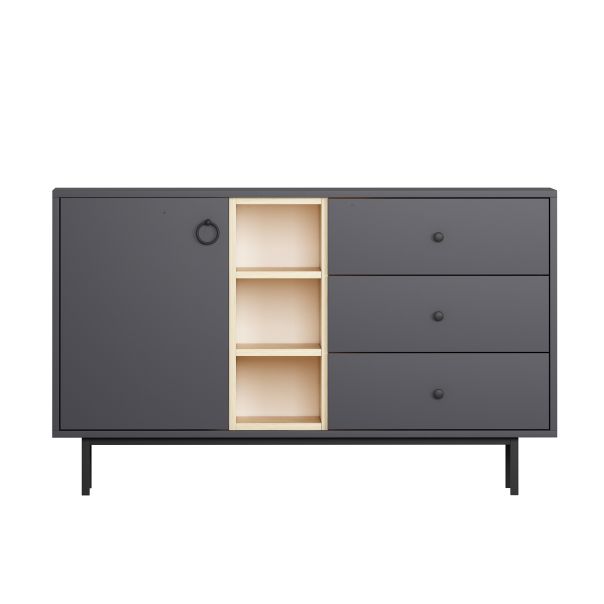 HANAH HOME Komoda Naturel, antracit - 382NRC1601