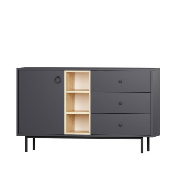 HANAH HOME Komoda Naturel, antracit - 382NRC1601