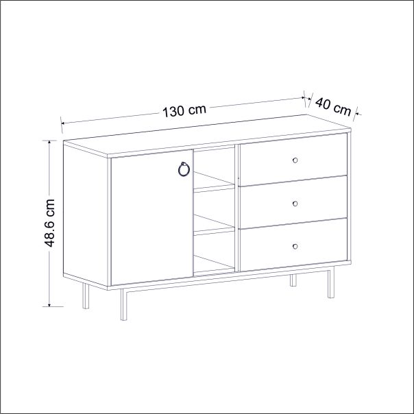 HANAH HOME Komoda Naturel, antracit - 382NRC1601