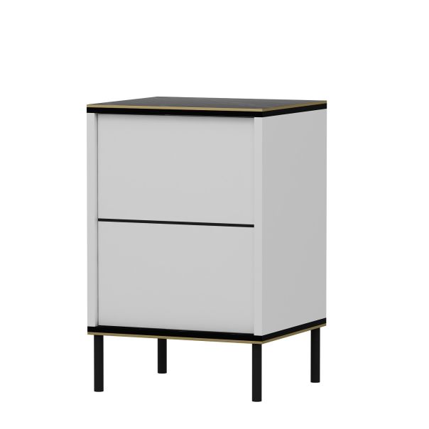 HANAH HOME Noćni ormarić Imaj, bela/mermerna - 382NRC1803