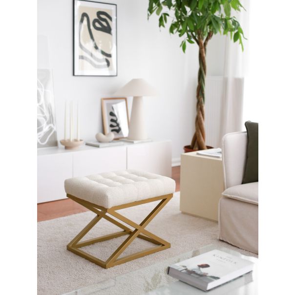 ATELIER DEL SOFA Tabure Altin Capraz, krem/zlatna - EP2802185