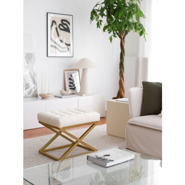 ATELIER DEL SOFA Tabure Altin Capraz, krem/zlatna - EP2802185