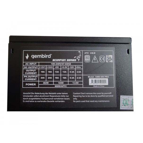 GEMBIRD GMB-600-PRO napajanje 600W 80+BRONZE - 39117