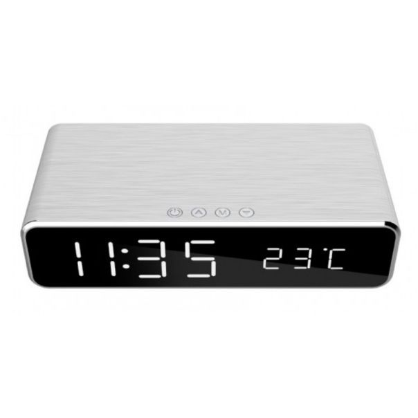 GEMBIRD Digitalni sat + alarm sa bezicnim punjenjem telefona ,DAC-WPC-01-S, srebrna - 39196