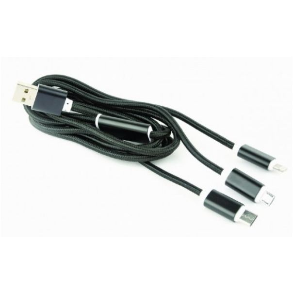 GEMBIRD USB 3-u-1 kabl, 8-pin, Type-C, Micro USB, CC-USB2-AM31-1M, 1m, crna - 39293