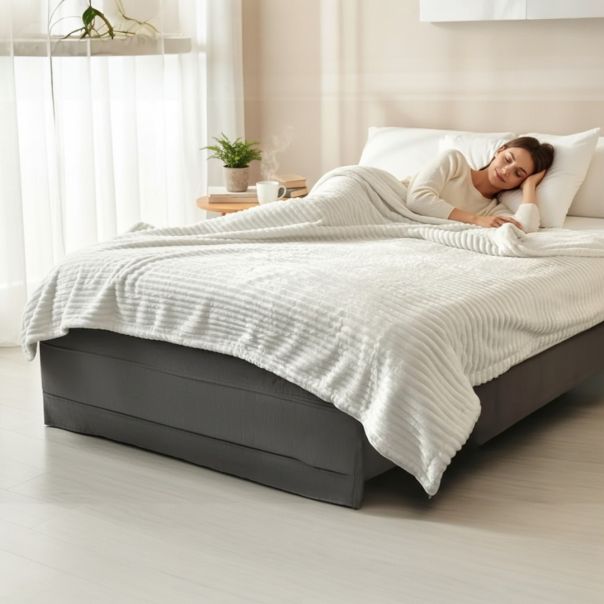 VIKTORIJA Ćebe 150x200cm Dva lica A11 Bela boja - VLK000387-A