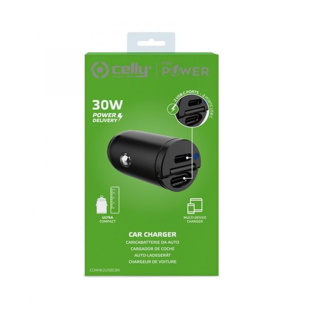 CELLY Auto punjač 30W, 2x Type C - CCMINI2USBC