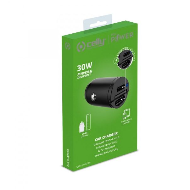 CELLY Auto punjač 30W, 2x Type C - CCMINI2USBC