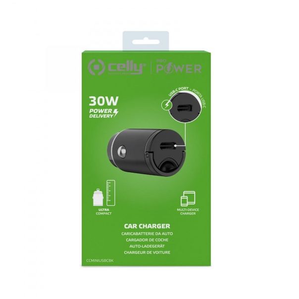 CELLY Auto punjač 30W 1 USB-C PORT - CCMINIUSBCBK