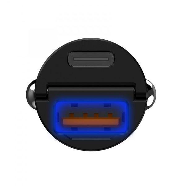 CELLY Auto punjač 30W, USB+Type C - CCMINIUSBUSBCBK