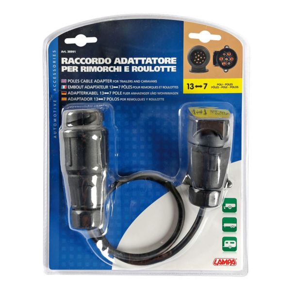 LAMPA ACCESSORIES Konektor utičnica 7  pinova muška>13 Polova ženska sa 40cm kabla - 38991