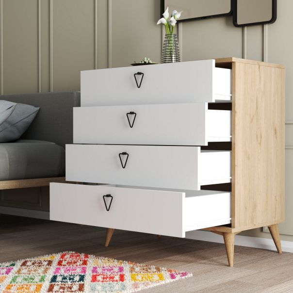 HANAH HOME Komoda Versa-Ce 3616, svetlo braon/bela - EP2797889