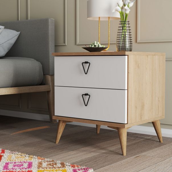 HANAH HOME Noćni ormarić Versa-Ce 3636, bela/krem - 389MZA1716