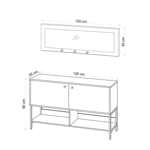 HANAH HOME Cipelarnik i ogledalo Blass, svetlobraon - 393MRD1126
