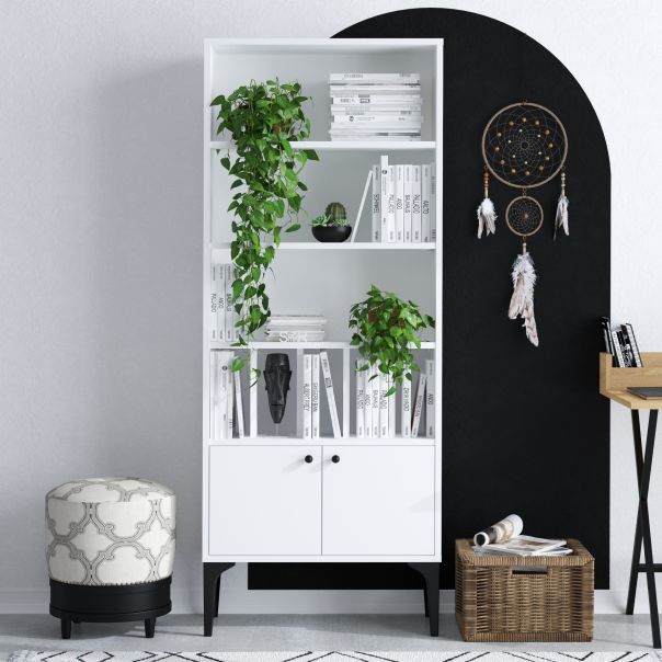 HANAH HOME Polica za knjige Spica, bela - 393MRD1231