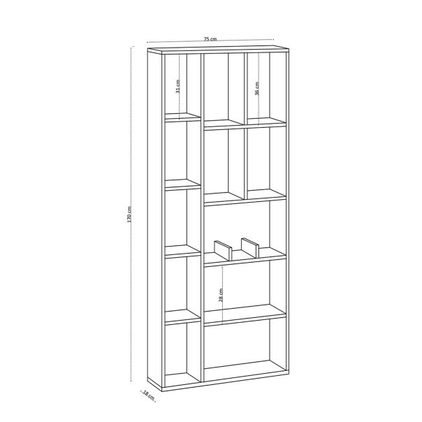 HANAH HOME Polica za knjige Uranus, bela - 393MRD1264