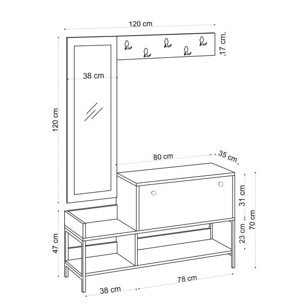HANAH HOME Cipelarnik Lopp, bela - 393MRD1276