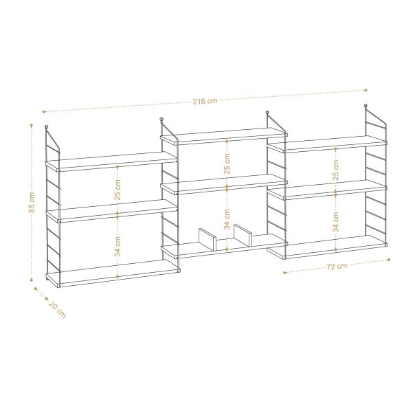 HANAH HOME Polica za knjige Lungo, bela - 393MRD1281