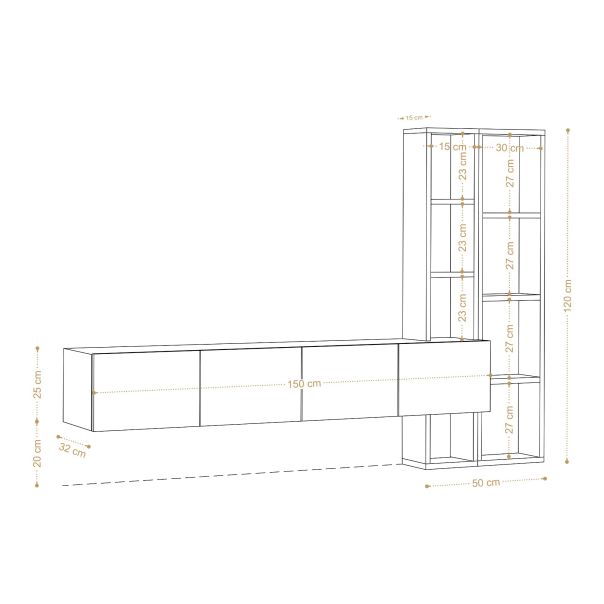 HANAH HOME TV komoda Pana, bela/braon - 393MRD1283