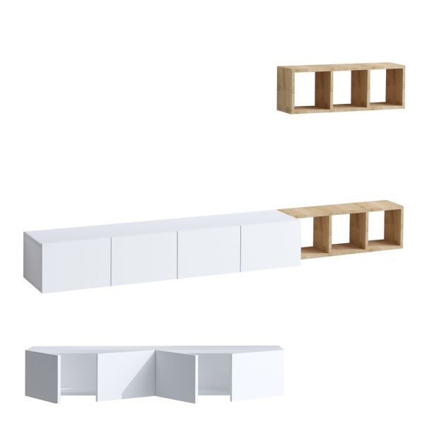 HANAH HOME TV komoda Pia, bela/svetlobraon - 393MRD1284