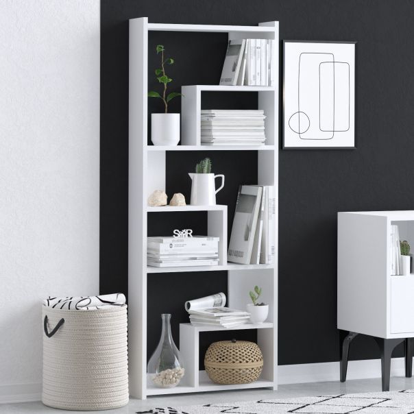 HANAH HOME Polica za knjige Prins, bela - 393MRD1294
