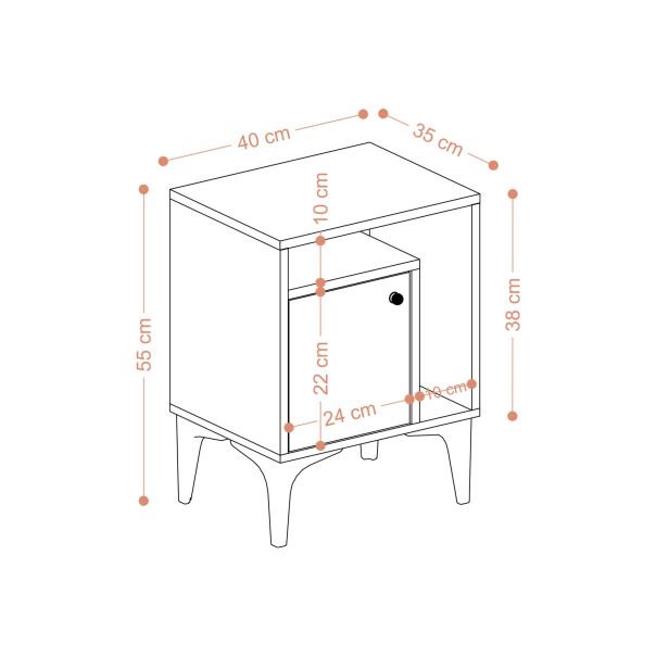 HANAH HOME Noćni ormarić Nuno, bež - 393MRD1415