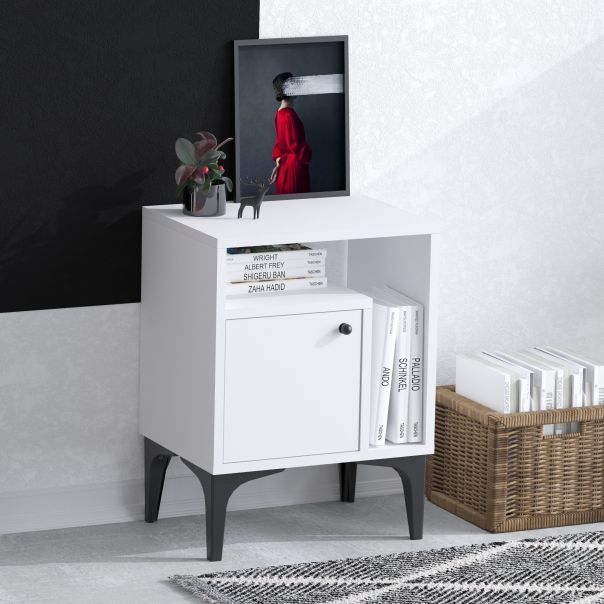 HANAH HOME Noćni ormarić Emma, bela - 393MRD1416