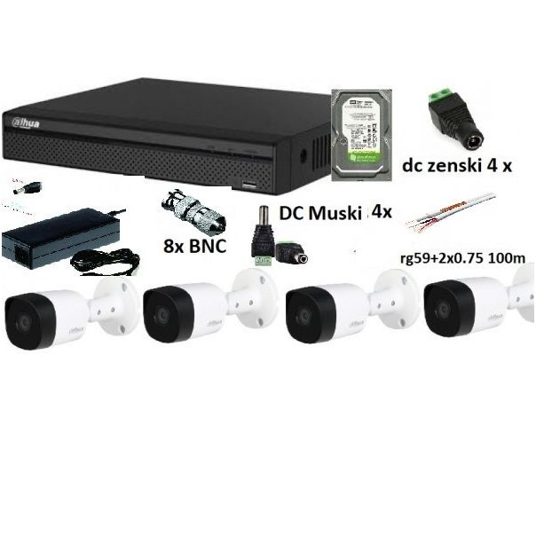 DAHUA Kamera SET-01, 4 kamere + DVR, FULL HD, 2TB - 39118