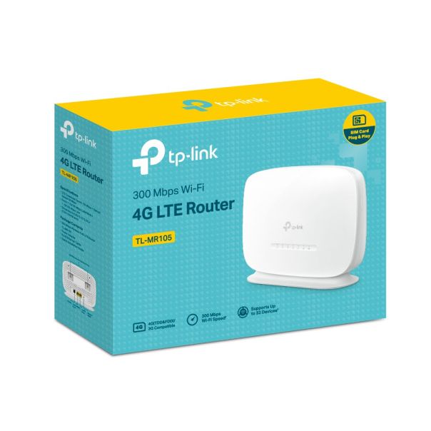 TP LINK 4G Router TP-LINK TL-MR105 N300/2LAN/SIM slot - 45183-1