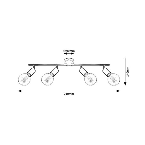 Rabalux Spot rasveta Lamar E27 4x MAX 40W mat crno (3989) - 3989