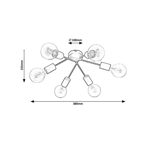 Rabalux Plafonjera Lamar E27 6x MAX 40W mat crno (3990) - 3990