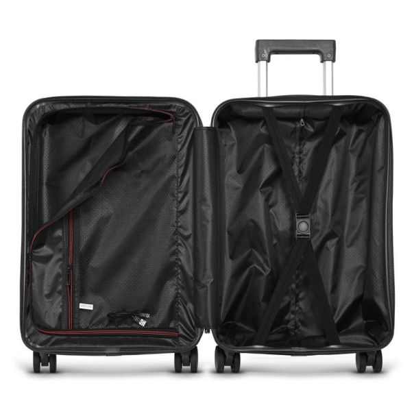 Tripmates ručni kofer (kabinski) 55 cm crni + gratis organizator za dokumenta – sa USB punjačem, držačem za piće i dodatnom kukom + gratis organizatorom za dokumenta - R0061-1