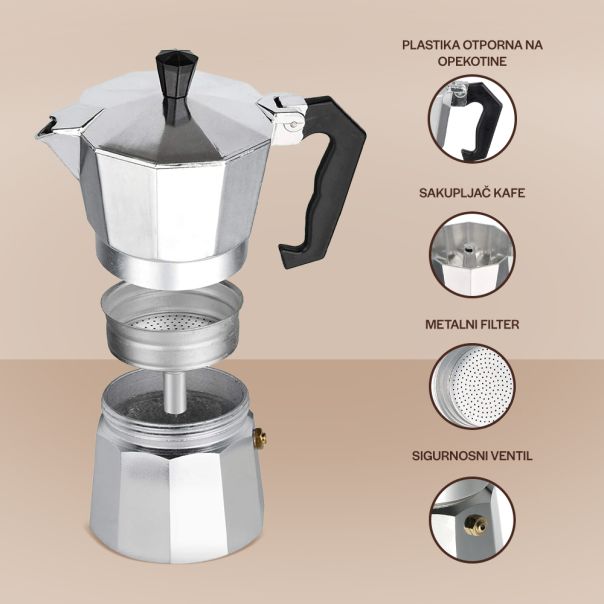 Homemates Džezva za pripremu Esspreso i Moka kafe 300ml - R0265