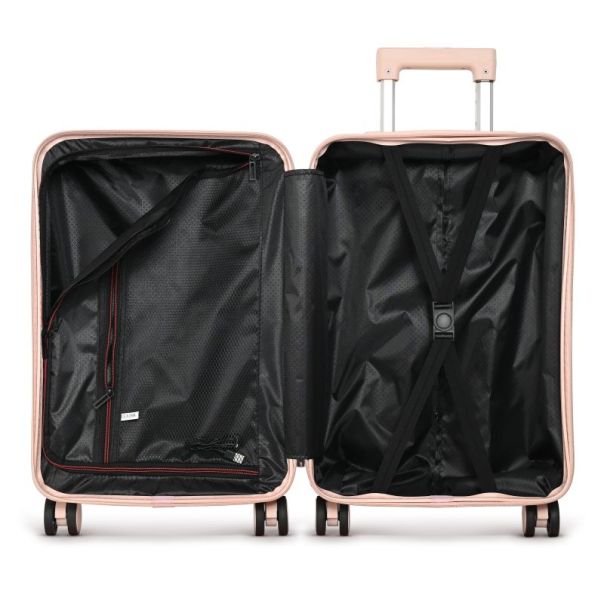 Tripmates ručni kofer (kabinski) 55 cm roze + gratis organizator za dokumenta – sa USB punjačem, držačem za piće i dodatnom kukom + gratis organizatorom za dokumenta - R0063-1