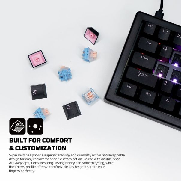 Tastatura Mehanicka Gaming Fantech MK614 Atom x66 Retro crna (ice apricot switch) - EP3093824