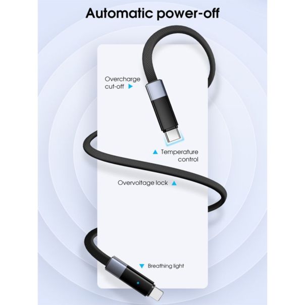 Data kabl LDNIO LC241i 30W Fast Automatic Power OFF Type C na iPhone lightning crni 1m - EP3009673
