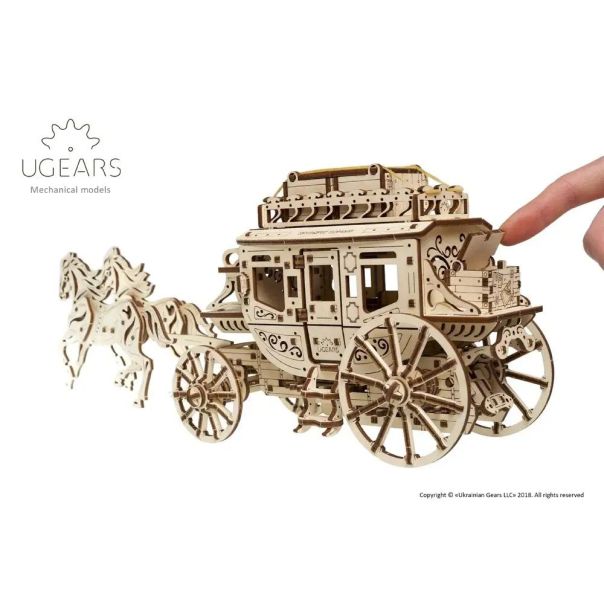 3d drvena mehanička puzzle - Poštanska kočija - 160