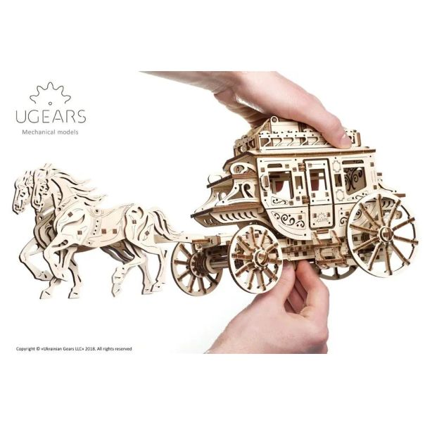 3d drvena mehanička puzzle - Poštanska kočija - 160
