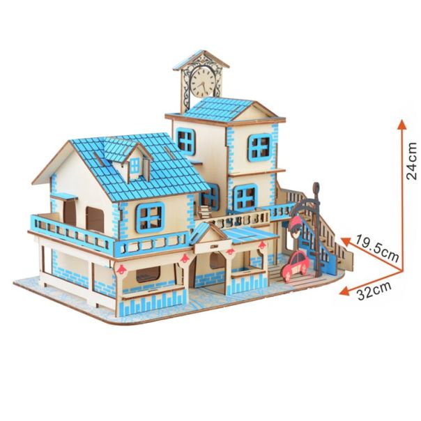 3d eko drvena puzzle - ŠARMANTNA VILA - 86-1
