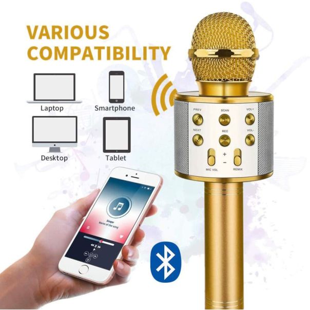 Bluetooth mikrofon zlatni - 206517