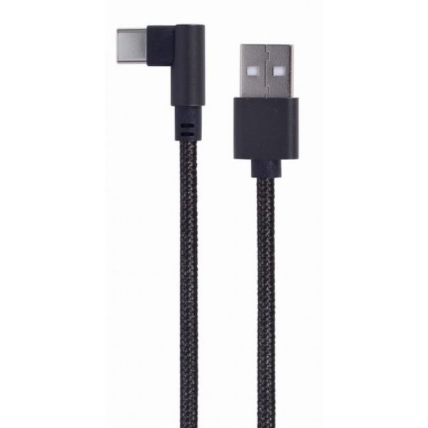 GEMBIRD USB Typee-C kabl, pod uglom, CC-USB2-AMCML-0.2M, za punjenje i prenos podataka, 0.2m, crna - 39810