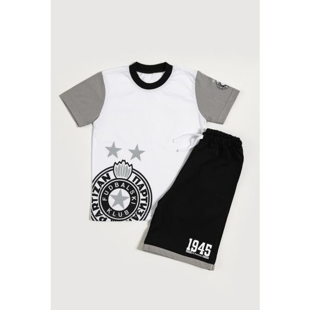 PARTIZAN Komplet  šorts i majica, crna/bela - 4003180-25