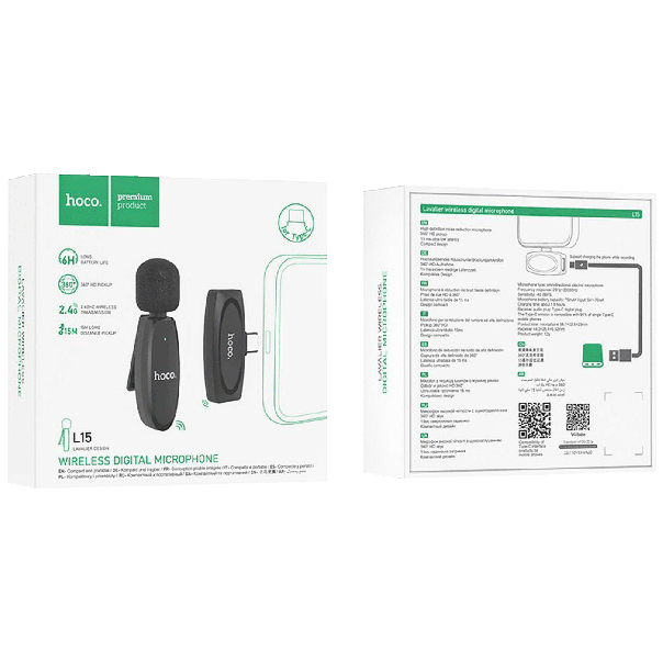 hoco. Bežični mikrofon L15 Crystal Lavalier sa USB type C konektorom - 40210-1