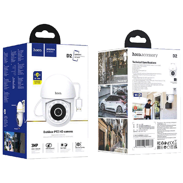 HOCO Kamera Spoljašnja bežična IP, 3MP, Full HD, D2 Outdoor PTZ - 40225-1