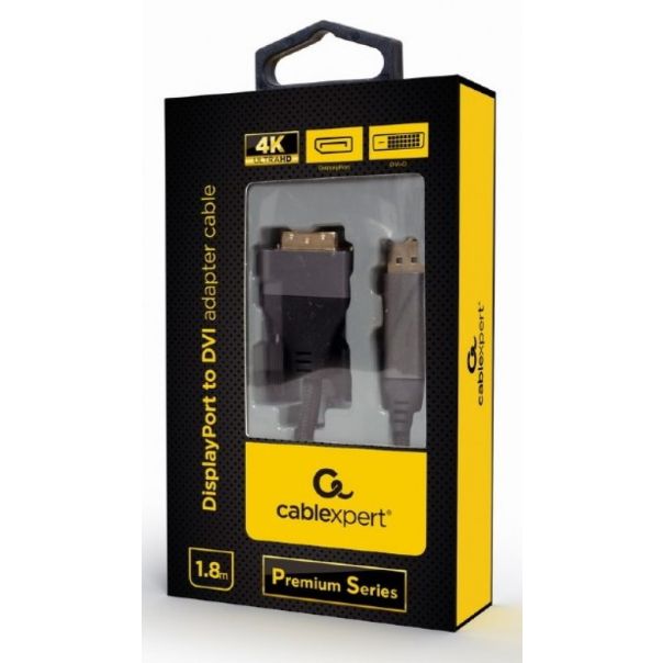 GEMBIRD CC-DPM-DVIM-4K-6 DisplayPort na DVI digital interface kabl 4K at 30 Hz, Premium Series 1.8m - 103961