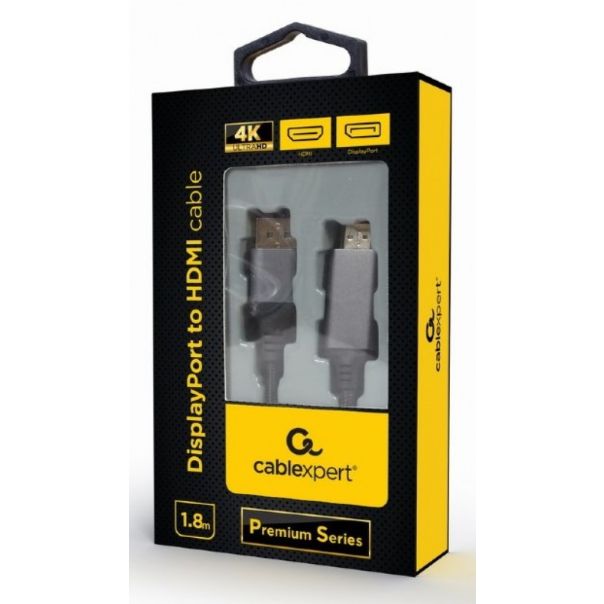 GEMBIRD DisplayPort na HDMI, CC-DP-HDMI-4K-6, Premium Series, 1.8m - 40019