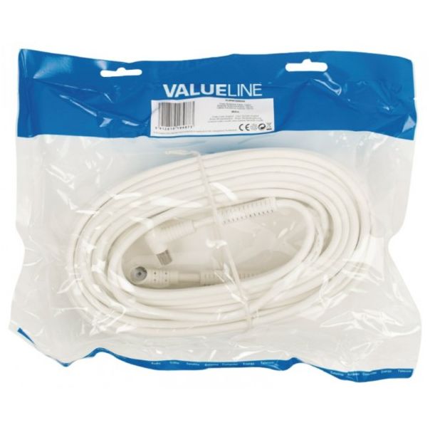 NEDIS VLSP40120W200 Antenski koaksijalni kabl musko-ženski, 120dB, konektori pod uglom, 20m Beli - 40155