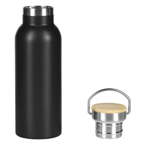 Termos boca CALDO 500 ml – vakuum izolacija do 12 h, vrh od bambusa, ručka, crna - EP3258307