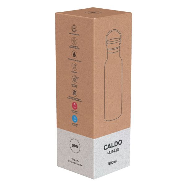 Termos boca CALDO 500 ml – vakuum izolacija do 12 h, vrh od bambusa, ručka, crna - EP3258307