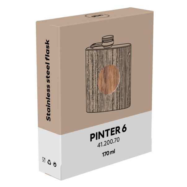 Pljoska PINTER 6 170 ml – nerđajući čelik obložen prirodnim drvetom - EP3258334